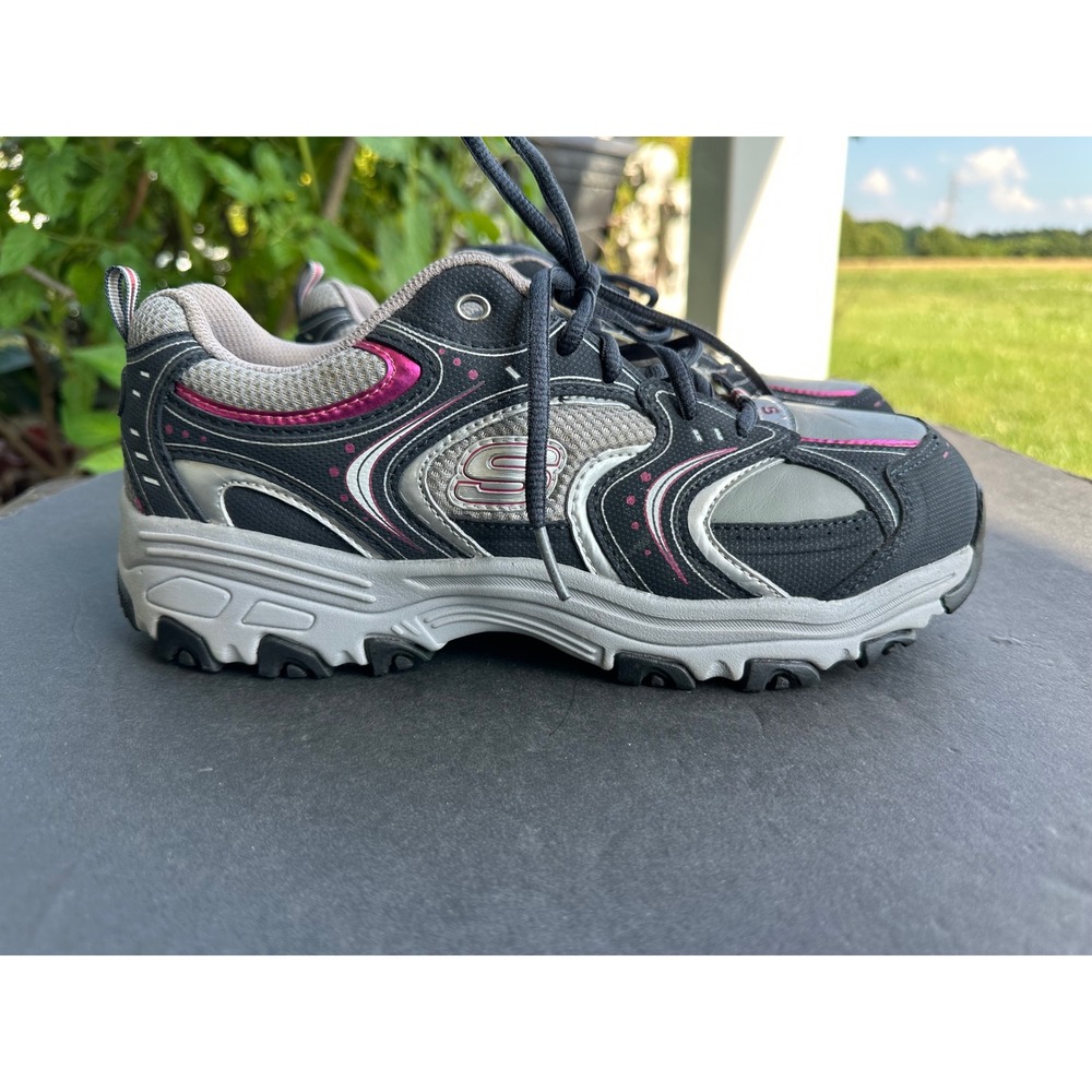 Skechers Work D'Lites Women Slip Resistant Safety Toe Athletic Shoes Gray Pink 9